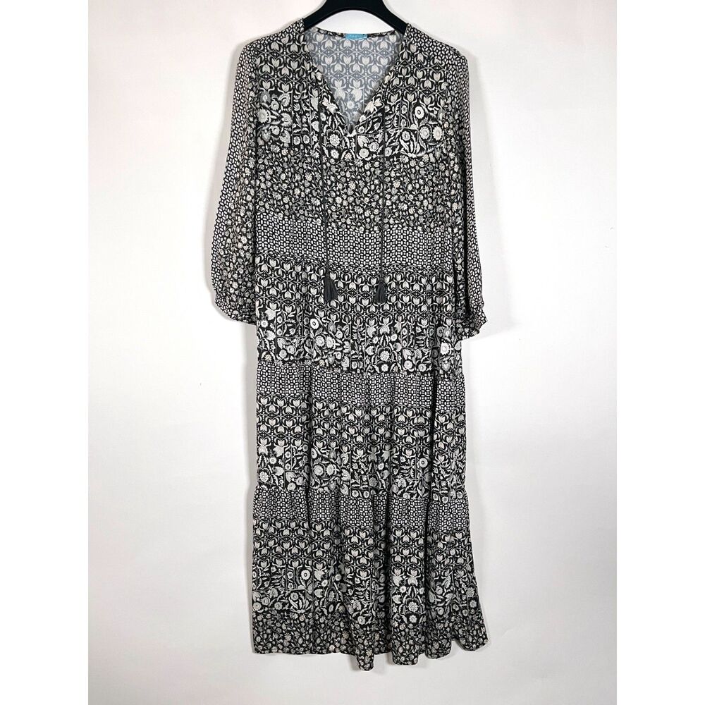 J. McLaughlin Maxi Dress Large Tiered Resortwear Floaty Beachy Boho Lagenlook